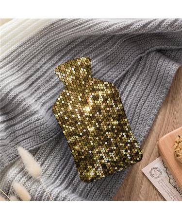 Gold Glitter Hot Water Bottle with Plush Cover | Hand Warmer for Adults & Kids | 26.5x15.3cm | International Shipping - Buy Online on GoSupps.com