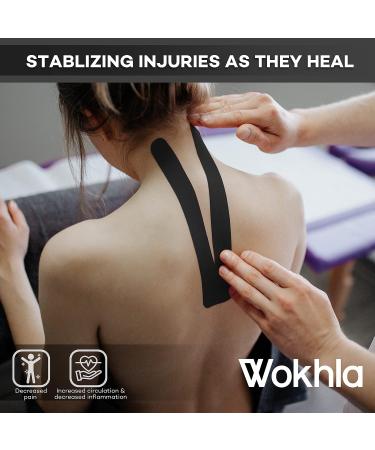 Black Waterproof Kinesiology Tape 5M Roll - Latex Free, Strong Grip for Muscle Support - Ideal for Ankle, Knee & Shoulder - Includes E-Manual - Buy Online on GoSupps.com