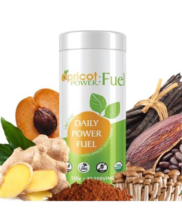 Apricot Power Mushroom Coffee Organic Daily Power Fuel - Boost Natural Energy Focus & Reduce Stress - Non-GMO Gluten Free Vegan - 150g - 30 Servings