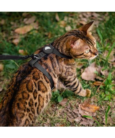 VKPETFR Cat Harness and Leash Set Escape Proof for Walking Adjustable Cute Kitten Harness Leash with Airtag Holder for Small Large Cats Lightweight Soft Walking Travel Harness (Black) - Buy Online on GoSupps.com