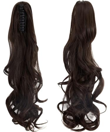 FXYTK Clip in Ponytail Hair Extension Claw | 18 Inch Curly Medium Brown - Buy Online on GoSupps.com