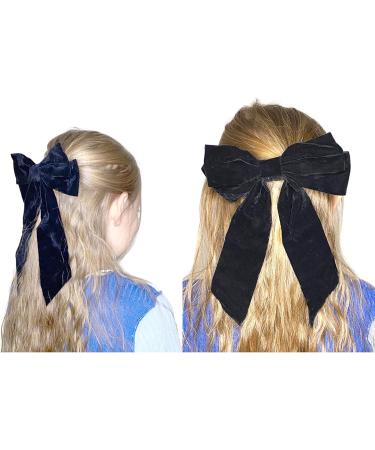 Generic Set of 2 Hair Bow Clips in Black Velvet Set of Clips for Girls Boys and Adults - Buy Online on GoSupps.com