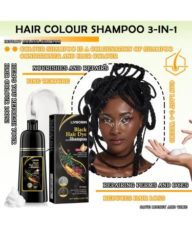 Black Hair Dye Shampoo 3 in 1 Hair Shampoo Easy to Use Long Lasting - Buy Online on GoSupps.com