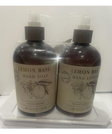 Lemon Basil Hand Soap & Lotion Set with plastic tray 16 oz each