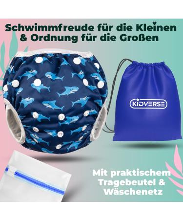 Buy Kidverse Reusable Swimming Diaper for Babies 0-3 Years - Skin-Friendly Size Adjustable Includes Carry Bag & Laundry Net - Blue Baby Sharks Design - Buy Online on GoSupps.com