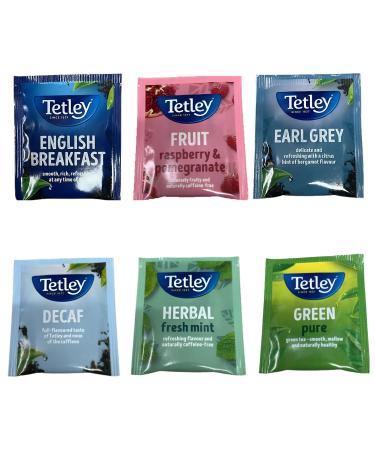 Tetley Tea Bags Envelopes Sachets 50 Packs Pick N Mix - (Choose From 5+ Flavours) Inc English Breakfast Earl Grey Decaf Herbal Fresh Mint Fruit Raspberry & Pomegranate Green Pure Pack of 50 (10 of each)