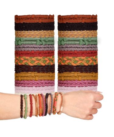 40 Pcs Boho Hair Ties for Women Boho Elastic Hair Tie Bracelet Cute Ponytail Holders Bracelet Hair Ties Soft Hair Bands Hair Elastics for Thick Thin Long Curly Hair Vintage