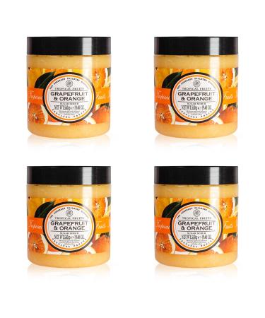 Tropical Fruits Gentle Exfoliating Grapefruit & Orange Body Sugar Scrub 4 x 550g 550 g (4Pack)