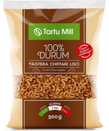Whole Grain CHIFFARI LISCI Pasta Dry 100% Durum Wheat Premium Semolina Macaroni Tartu Mill Nr 183 (x2 CHIFFARI LISCI 500g) 1Kg - Buy Online on GoSupps.com