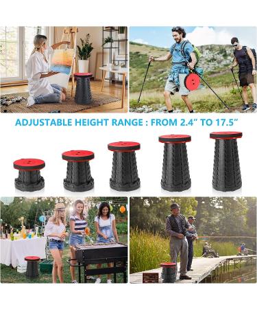 imodomio Upgraded Portable Collapsible Telescopic Stool - 480lbs Load Capacity - Foldable Camping Stool for Hiking & BBQ Parties - Indoor & Outdoor Activities - Red - Buy Online on GoSupps.com