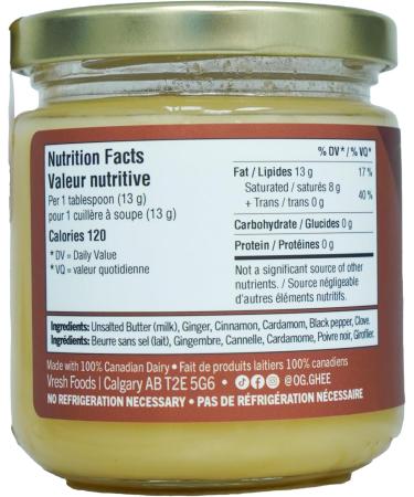 OG GHEE | 210g | Chai Spice | Hormone and Antibiotic Free Clarified Butter Caramelized Flavour Keto and Paleo Friendly Gluten Free Lactose and Casein Free Carnivore Chai Spice 210g - Buy Online on GoSupps.com