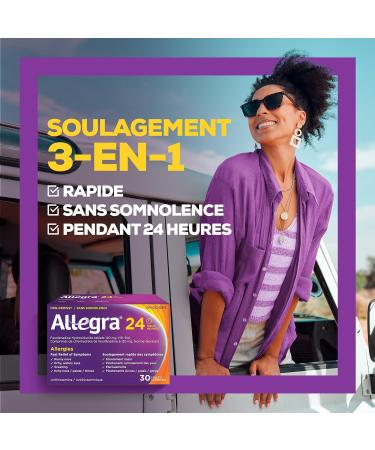 Allegra 24 Hour Allergy Medication Non Drowsy Fast and Effective Multi-Symptom Allergy Relief Medicine for Sneezing Watery Eyes and Itchy Throat Fexofenadine Hydrochloride 120 mg 30 Tablets 30 Count (Pack of 1) - Buy Online on GoSupps.com