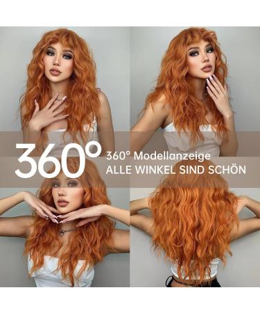 Testar 24-Inch Curly Ginger Wig for Women | Long Orange Synthetic Heat-Resistant Fiber Wig for Daily & Party Use - Buy Online on GoSupps.com
