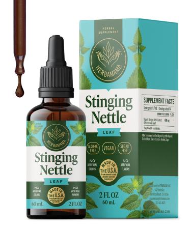 HERBAMAMA Stinging Nettle Tincture - Vegan Urinary Tract Support with Stinging Nettle Leaf Extract Drops - Non-GMO Alcohol & Sugar-Free Urtica Dioica Kidney Supplement 84-Day Supply 2 Fl Oz (Pack of 1)