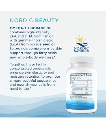 Nordic Naturals Omega-3 + Borage Oil Softgels - 60 Count | Essential Beauty Supplement - Buy Online on GoSupps.com