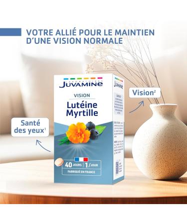 JUVAMINE - Lutein Blueberry and Vitamins A and B2 - Eye Health - Contributes to the maintenance of normal vision - 40-day program - Made in France - Buy Online on GoSupps.com