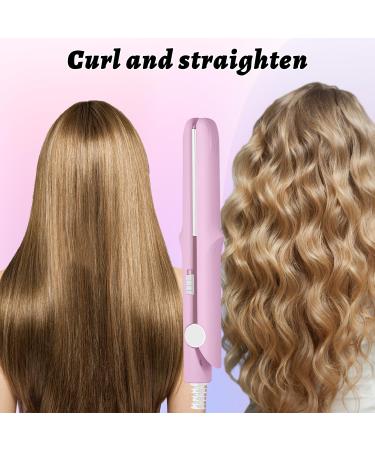 Omaky 2-in-1 Mini Curling Wand & Flat Iron - Portable Hair Straightener for All Hair Types Perfect for Travel - Pink - Buy Online on GoSupps.com