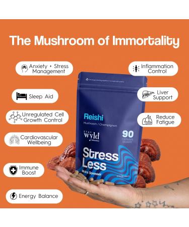 Stay Wyld Organics - Reishi Mushroom Supplement Capsules - 100% Canadian Grown Mushrooms Organic Reishi Mushroom Supplements For Mental Wellness and Calm - 90 Capsules - Buy Online on GoSupps.com
