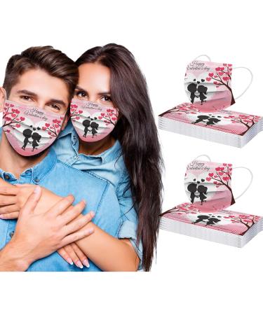 ZQP 20PCS Disposable Face_Mask Valentine's Day Face_Masks for Adult Heart Shaped Design 3Ply Breathable Anti-Dust Safety Protection with Elastic Earloop & Nose Bridge - Buy Online on GoSupps.com