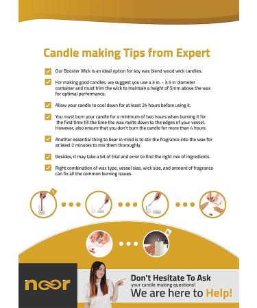 NOOR 50 Pieces Smokeless Wooden Wicks with Booster - Crackling Wood Wicks for Candle Making - Buy Online on GoSupps.com