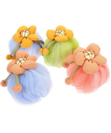 Beaupretty 4pcs Foaming Net Loofah Girls Pouf Sponge Bath Pouf Bath sponges for Shower Pouf Bath Skin Cleaning Scrubber Bathing Sponge Cartoon Shower loofah Household Child Powder Puff