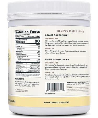 Nuzest Probiotic Vanilla Clean Lean Protein Powder - Vegan Pea Protein with Added Probiotics for Gut Health - Non-GMO, 20 Servings, 1.1 lb Vanilla Pack - Buy Online on GoSupps.com
