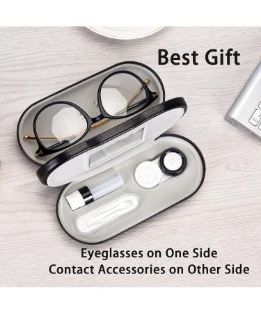 Muf 2 in 1 Double Sided Portable Contact Lens and Glasses Case with Mirror, Tweezer and Solution Bottle - Black - Buy Online on GoSupps.com