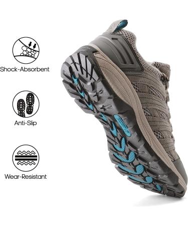 NORTIV 8 Women's Lightweight Hiking Shoes - Size 7.5 Light Grey | Breathable Mesh Outdoor Sneakers for Walking and Work - Buy Online on GoSupps.com