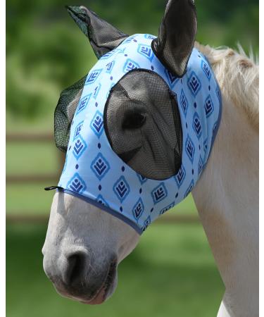 Harrison Howard Super Comfort Stretchy Fly Mask Large Eye Space With Uv Protection Skin with Breatathability Blue Diamond Gillet Large Large Blue Diamond Gillet