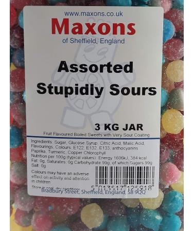 Maxons Ltd Assorted Stupidly Sour Balls 3Kg - Buy Online on GoSupps.com