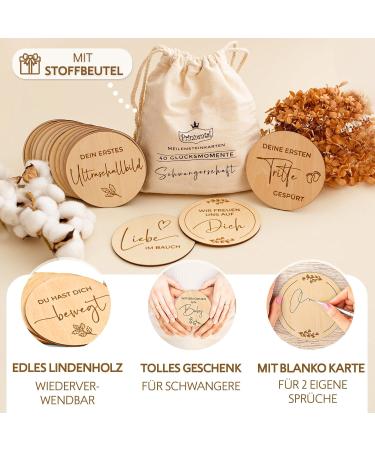 Prinzental 40 Milestone Cards for Pregnancy | Engraved Wooden Photo Cards | Perfect for 9 Months (German) - International Shipping Available - Buy Online on GoSupps.com