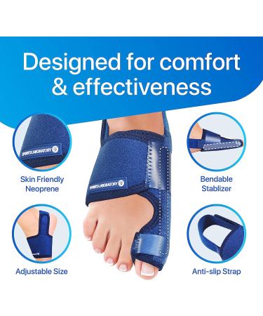 Sports Laboratory Bunion Corrector for Women and Men - Orthopedic Splints with Bunion Relief Guide - Day/Night Support - Adjustable Size (Blue) - Buy Online on GoSupps.com