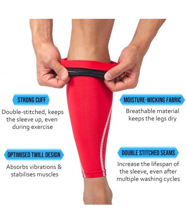360 RELIEF Compression Calf Sleeves for Men and Women | Shin Splints Muscle Cramps Support | Ideal for Sports, Running, Hiking, Marathon | Includes Mesh Laundry Bag | Red, Size L - Buy Online on GoSupps.com