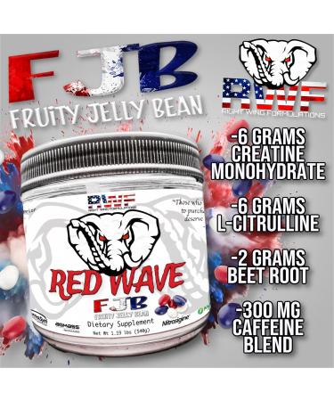 Red Wave Pre Workout Powder - Fully Dosed Creatine Supplement for Men & Women Citrulline & Beta-Alanine 300mg Caffeine Long Lasting Energy 540g Fruity Jelly Bean - Buy Online on GoSupps.com