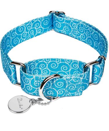 Dazae martingale dog collar sky blue size XS neck circumference 20.3 cm - 30.5 cm safety training hard -wearing adjustable collars for dogs X -Small 5/8 inch wide sky blue - Auspicious Cloud