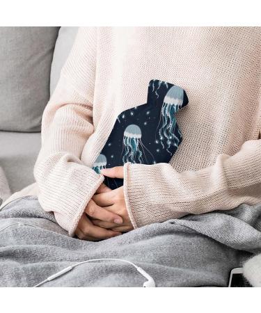 Hot Water Bottle with Lid - Jellyfish Pattern Rubber Bag for Pain Relief Cramps & Foot Warmer - Hot & Cold Therapy - Buy Online on GoSupps.com