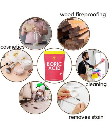 Boric Acid (8oz) | 99.9% Pure Industrial Grade |Anhydrous Fine Powder| Packed in Canada| Used to Make All Purpose Cleaner| DIY Cosmetic and Personal Products| PH Buffer and Odor Control| Amriel Co. - Buy Online on GoSupps.com
