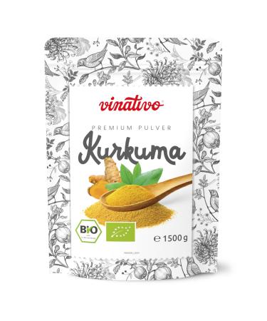 Vinativo turmeric powder organic-1.5kg-organic raw food quality-natural turmeric-turmeric powder-curcuma ground-organic quality 1.5 kg (1 Pack)
