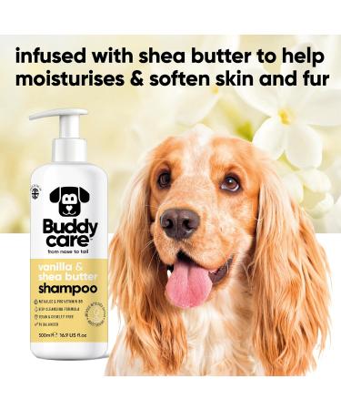 Buddycare Vanilla & Shea Butter Dog Shampoo - Moisturizing Aloe Vera Formula - 500ml - Buy Online on GoSupps.com