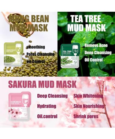 Clay Face Mask Set - Deep Pore Cleansing Clay Mask - Sakura Tea Tree Gift Sets for Teenage Girls - Face Masks Skincare Long Lasting Hydration - Face Masks Beauty for Acne Treatment & Control Oil - Buy Online on GoSupps.com