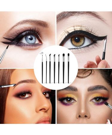 Eyeliner Makeup Brush Set - 7PC Angled Flat & Curved Brushes for Precision Eyeliner & Eyebrows | International Shipping Available - Buy Online on GoSupps.com