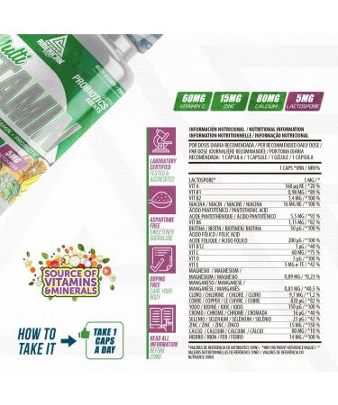 AS American Supplement - Multivitamin combo with probiotics - 100g - 60 capsules - Contains LactoSpore - Promotes gut microbiota and general well-being - Buy Online on GoSupps.com