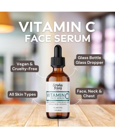 Vitamin C Serum for Face - Anti-Aging Skin Brightening with 20% Vitamin C Hyaluronic Acid Vitamin E & Ferulic Acid - 1 Fl Oz - Buy Online on GoSupps.com