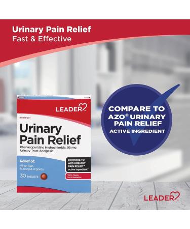 Leader Urinary Pain Relief - Maximum Strength Phenazopyridine 95mg for UTI Pain & Burning - 30 Tablets - Buy Online on GoSupps.com
