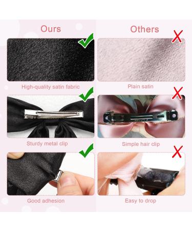 WantGor Long Tail Bow Hair Clips Hair Ribbon Bows Satin Bowknot Clip Large Hair Barrettes Cute Ponytail Holder Hair Accessories for Women Daily Party Wedding Prom (Black) - Buy Online on GoSupps.com