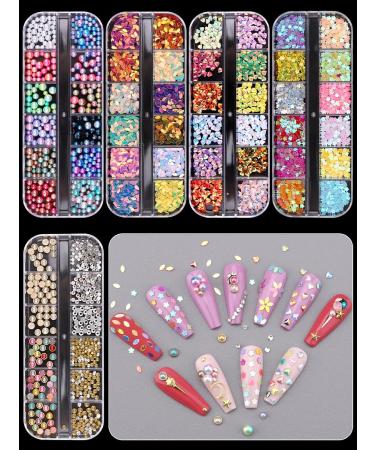 EBANKU Nail Art Rhinestones Set with Pick Up Tweezers - 10 Boxes of Nail Studs, Gems, and Diamonds for Nail Art Decoration - Buy Online on GoSupps.com