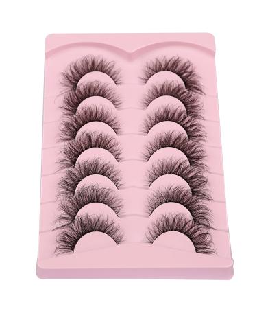Milllruez Fox Eye 16mm False Eyelashes - 7 Pairs Pack | Cat Eye Natural Look, Fluffy Faux Mink, 3D Wispy Lashes for Foxy Volume - Soft Fake Eyelash Option - Buy Online on GoSupps.com