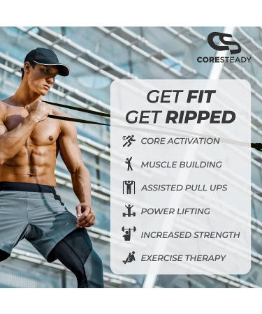 Coresteady Pull Up Bands & Resistance Bands - Heavy Duty Rubber Loop Band for Men & Women - Build Muscle & Power - Fitness Training Aid - Black - Buy Online on GoSupps.com