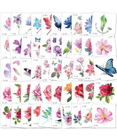 Konsait 50Sheet Flower Temporary Tattoos for Women Teens Girls  Tiny Temporary Tattoo Adult Waterproof Body Art Sticker Hand Neck Wrist  include Flower Butterfly Leaf Lotus Cherry Blossoms Tattoo - Buy Online on GoSupps.com