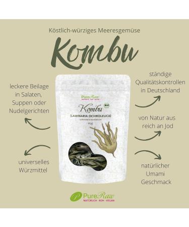 Organic Atlantic Kombu Algae Leaves - Dried Wild Kelp for Dashi Miso Soup Sushi & Algae Salad | Pureeraw 50g - Buy Online on GoSupps.com
